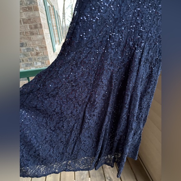 🆕 SLNY Navy Blue Sequin LaceL Dress Size 10 Gown Mother of the Bride Party - Picture 10 of 17